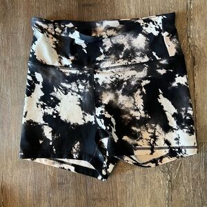 Balance Collection Black and White tie dye spandex shorts